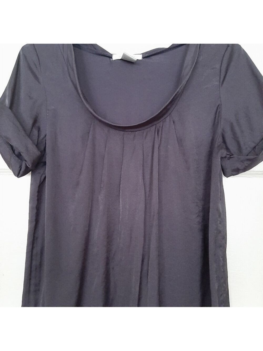 Poppy Garden Short Sleeve Drape Neck Pure Silk Blouse NWOT